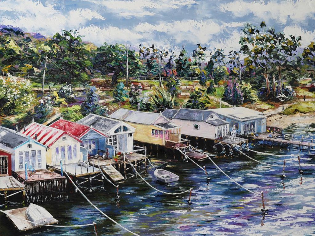 'Another Day in Paradise - Cornelian Bay' - oil on canvas - size 92 cm H x 122 cm W - framed