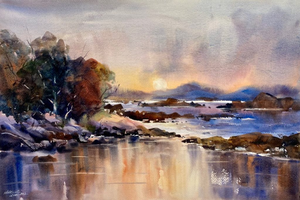 'Burst of Gold’ - Rocky Cape - watercolour - painting 50 cm H x 72 cm W - matted