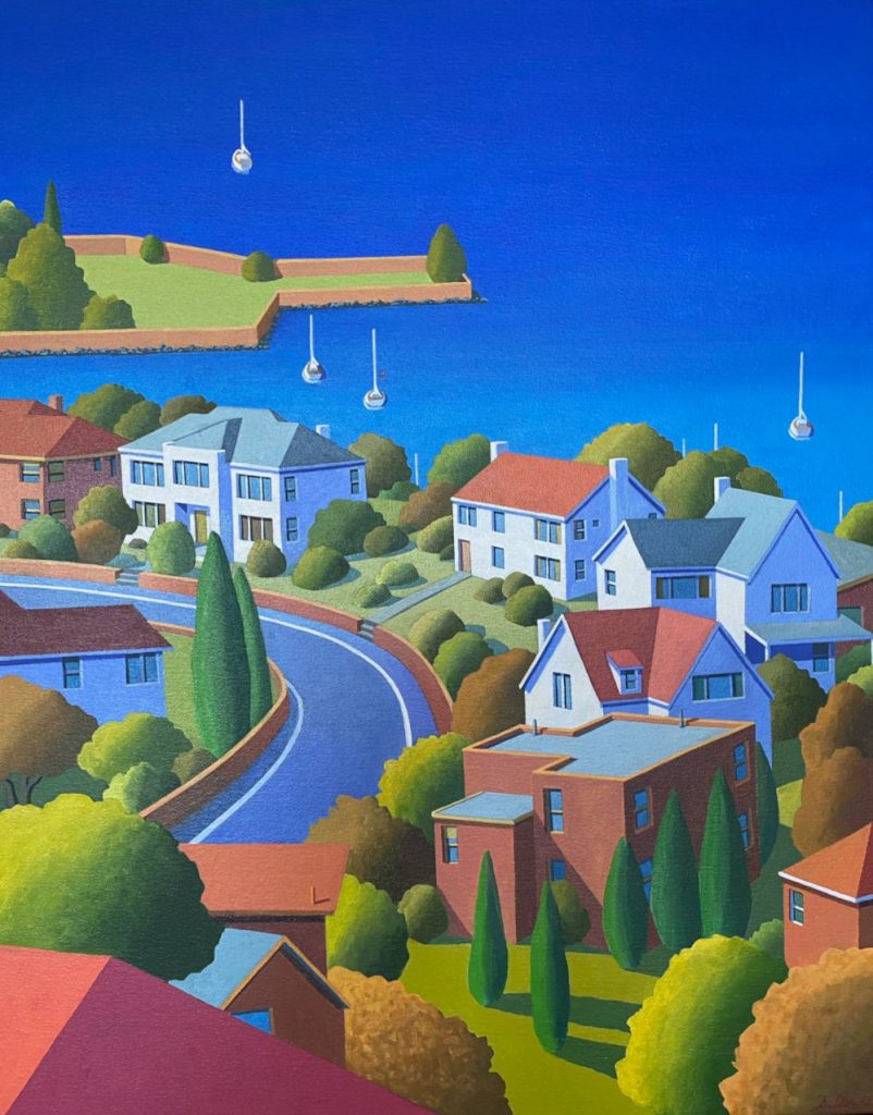 'Norfolk Crescent' - Sandy Bay, Tasmania - SOLD - acrylic on canvas - painting 70 cm H x 55 W