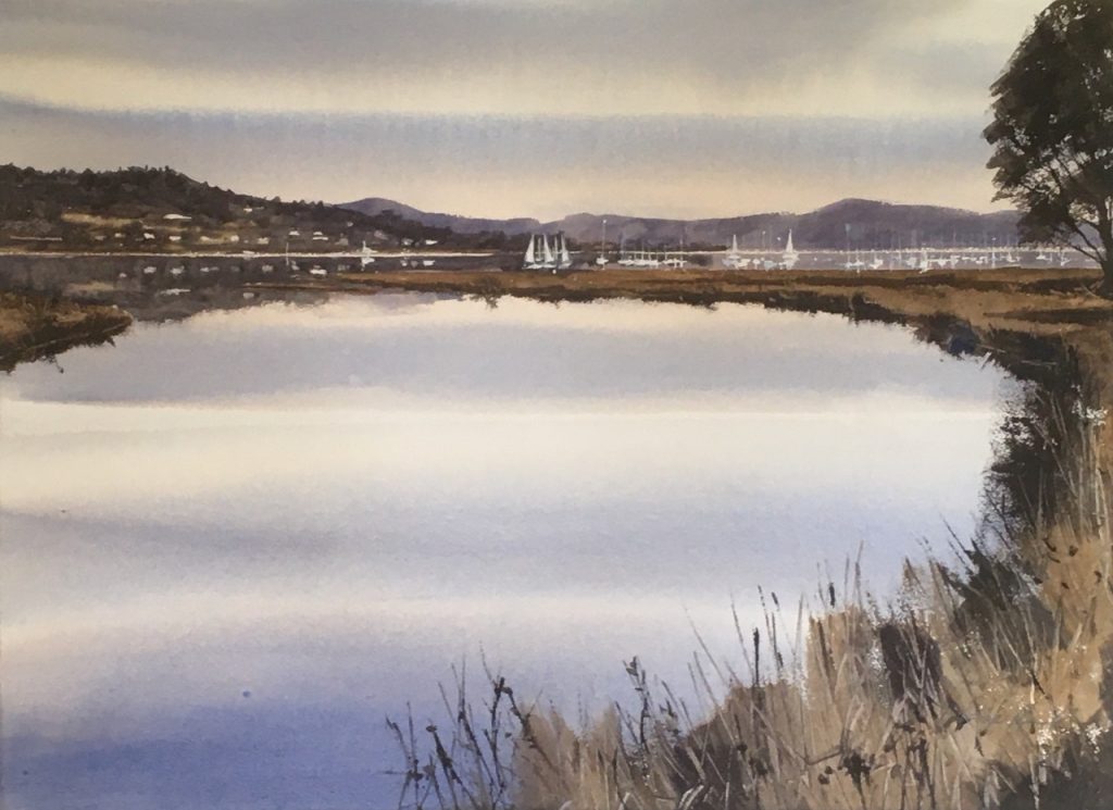 'Cygnet Bay' - watercolour - painting 52 cm H x 72 cm W - matted