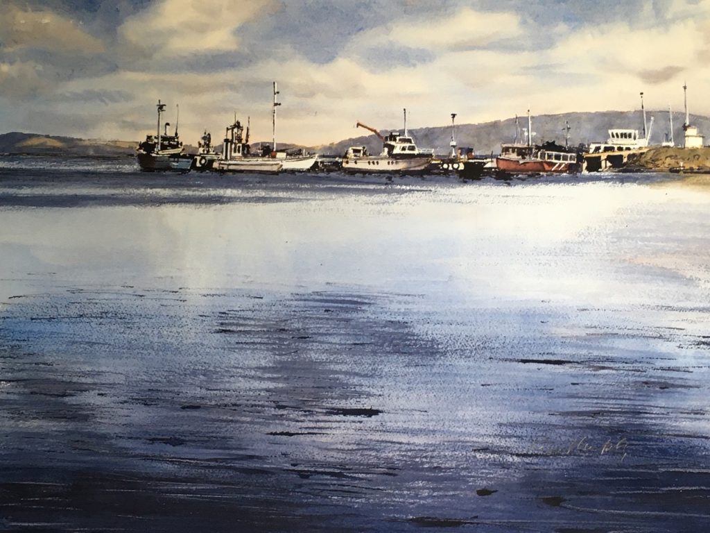'Margate Jetty' - watercolour - painting 52 cm H x 72 cm W - matted