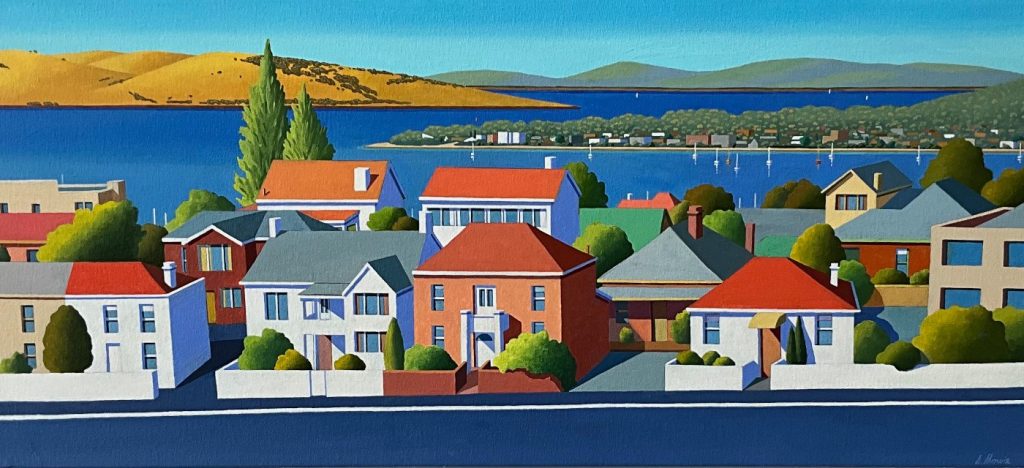 'Davey Street' - SOLD - acrylic on canvas - painting 36 cm H x 80 cm W - frame 39 cm H x 83 cm W