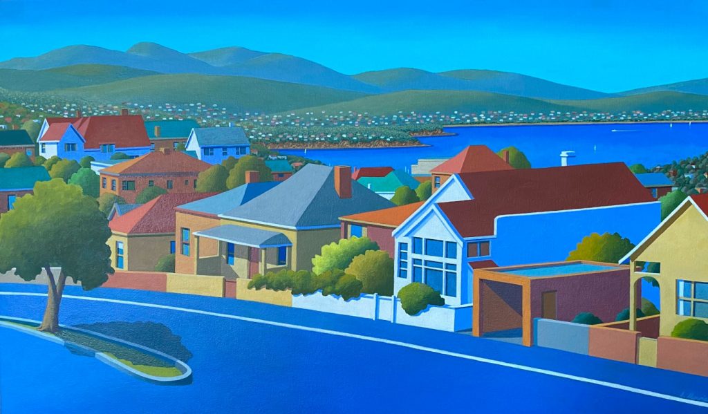 'Faraday Street' - Hobart, Tasmania - SOLD - acylic on canvas - painting 48 cm H x 80 cm W - frame 50 cm H x 82 cm W