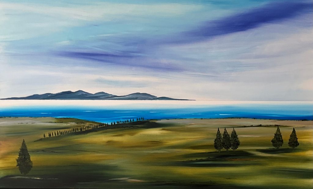 'Everything Under the Sun' - Spiky Bridge, Tas - acrylic on canvas - painting 100 cm H x 150 cm W - frame 104 cm H x 154 cm W