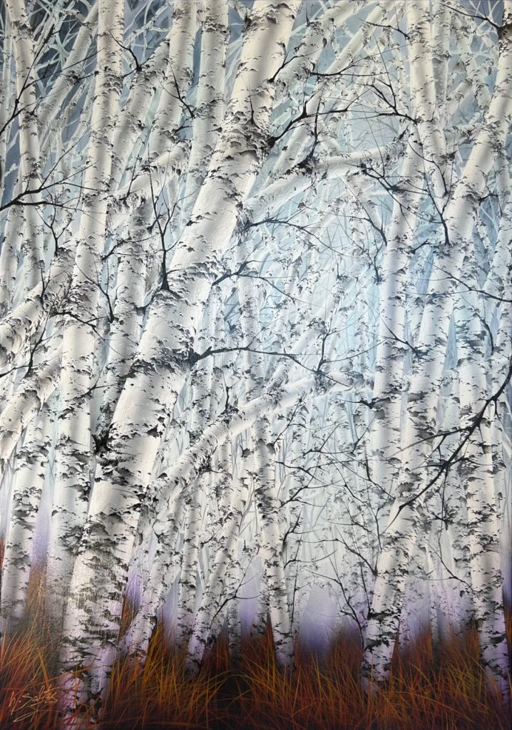 'Presence' - oil and acrylic on canvas - painting 133 cm H x 93 cm W - frame 136 cm H x 96 cm W