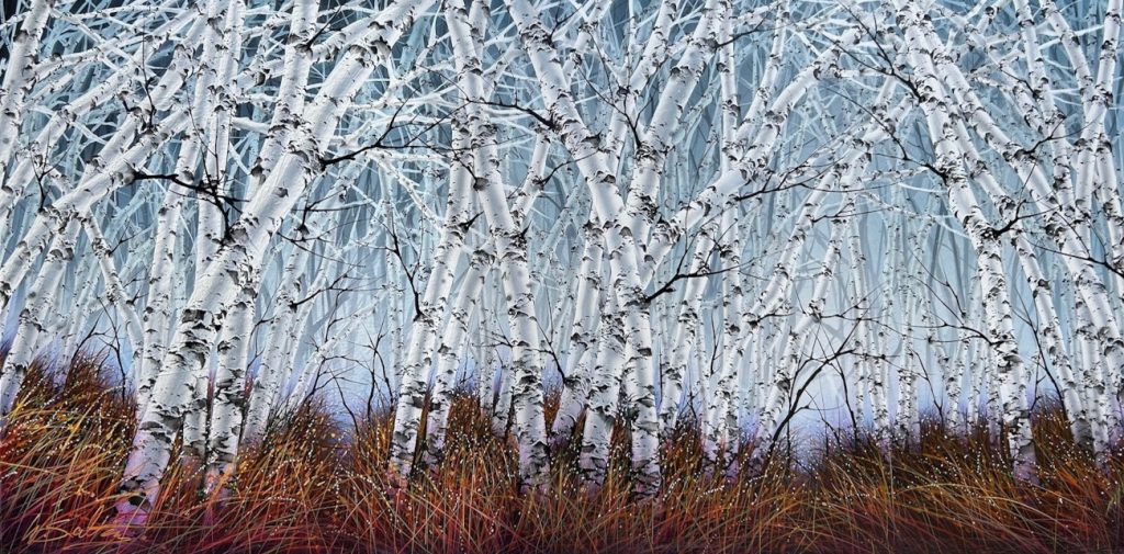 'Deep Time' - oil & acrylic on canvas - painting 73 cm H x 143 cm W - frame 76 cm H x 146 cm W