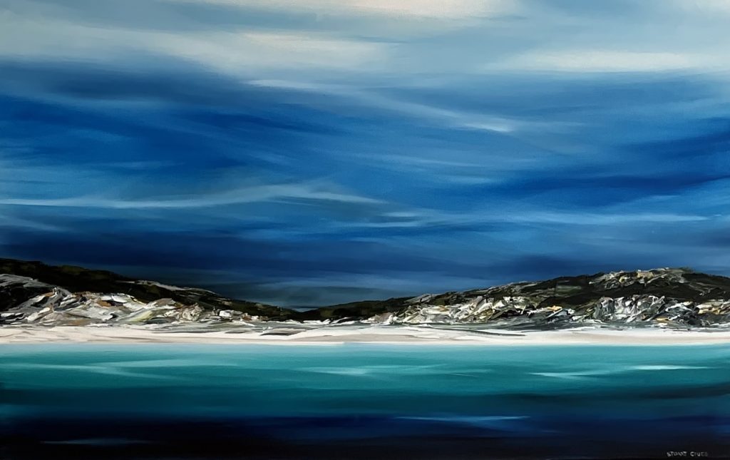'Lime Bay' - acrylic on canvas - painting 100 cm H x 150 cm W - frame 104 cm H x 154 cm W