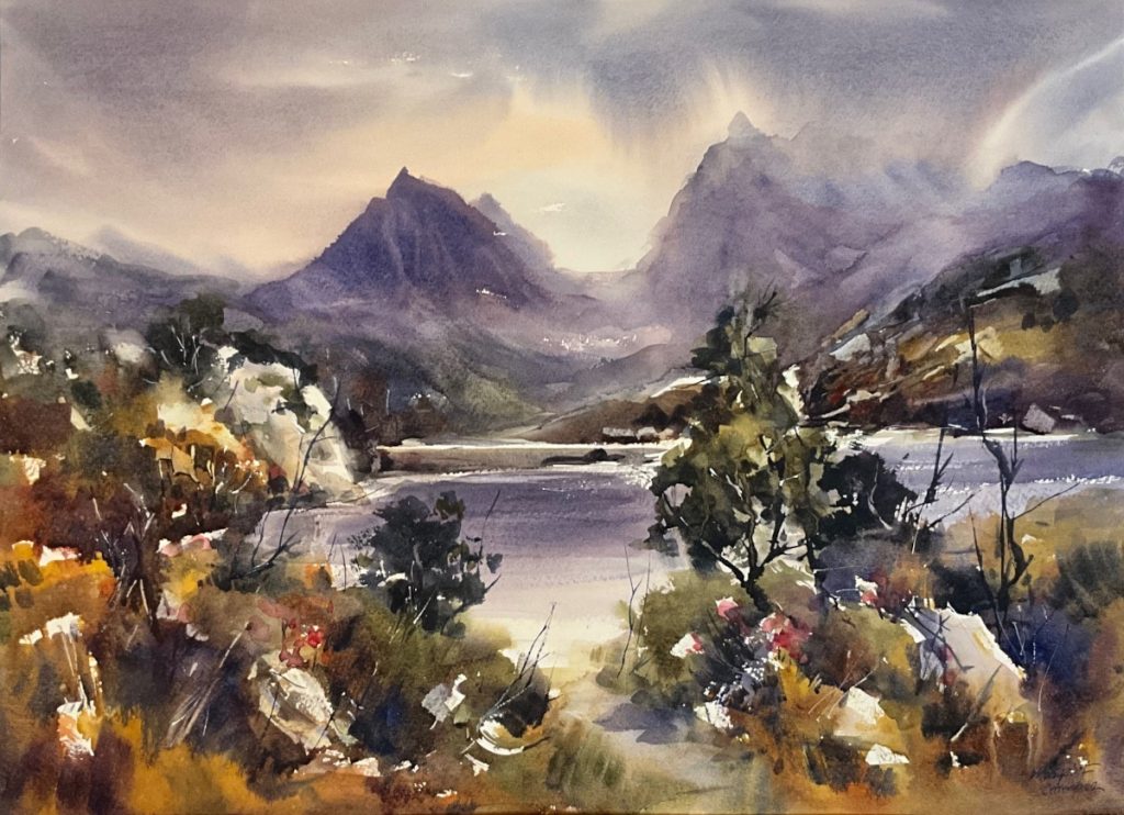 'A Touch of Red' - watercolour - painting 51 cm H x 71 cm W - not framed (matted)