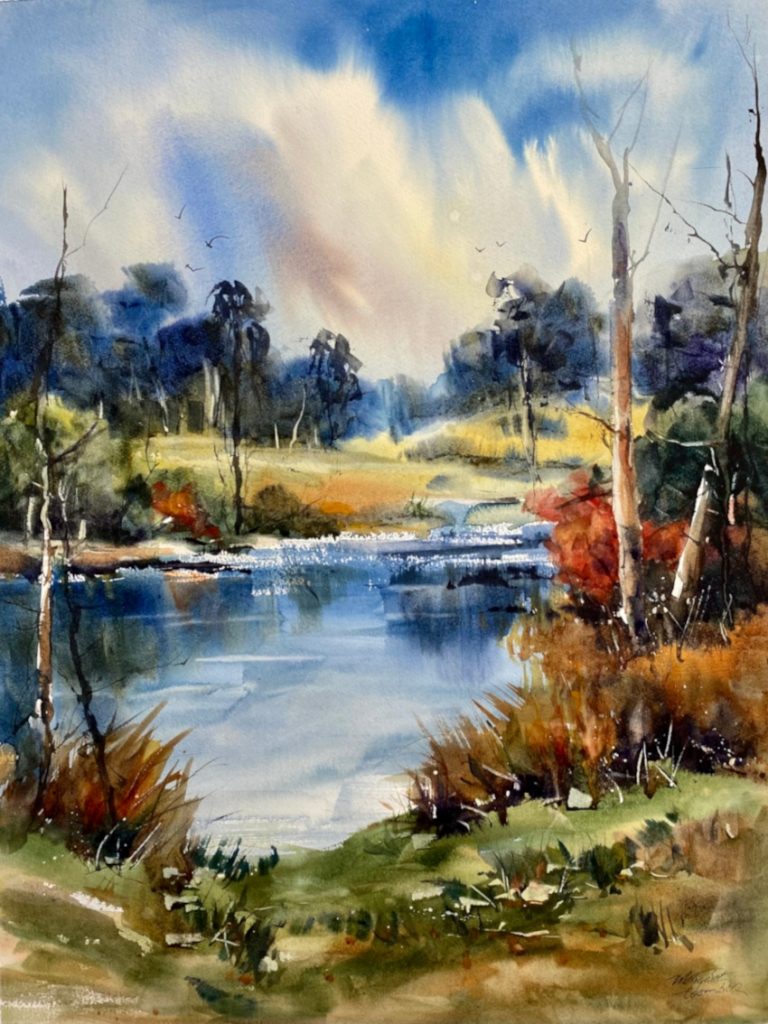 'Summer Delight' - Tasmanian Arboretum - watercolour - painting 67 cm H x 53 cm W