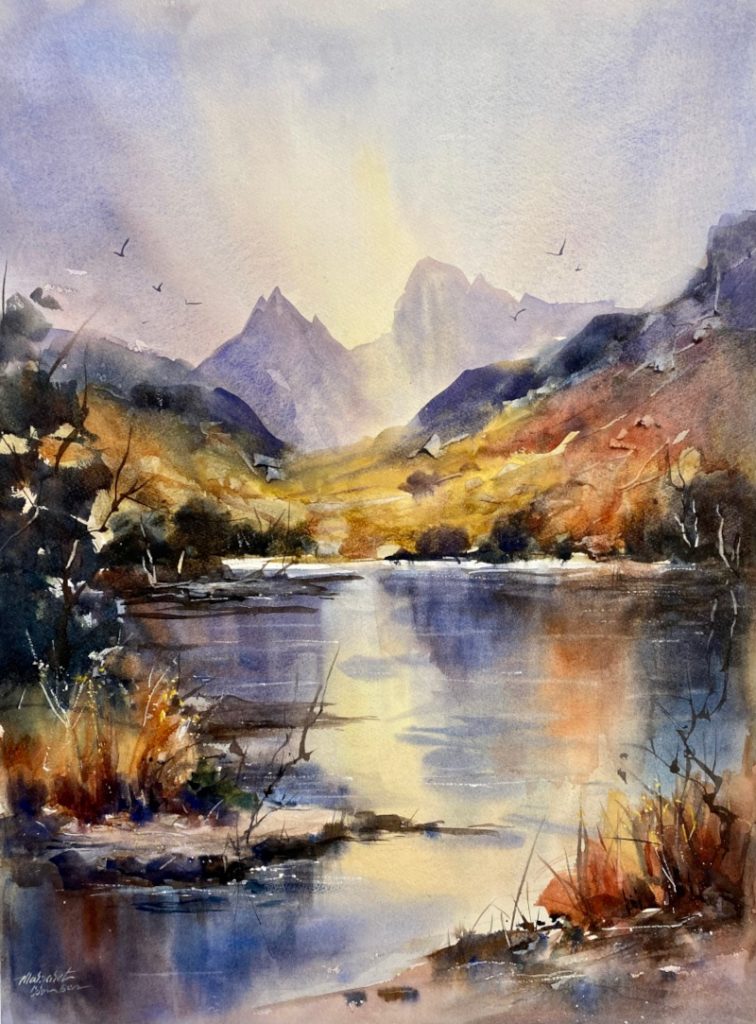 'Cradle Mountain and Dove Lake' - watercolour - painting 67 cm H x 53 cm W