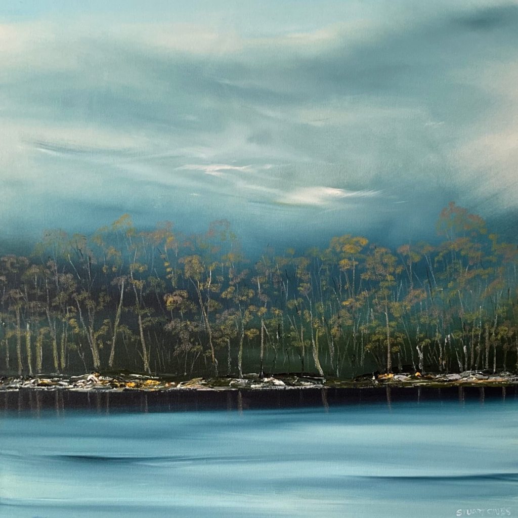 'Disappearing Tarn' - SOLD - acrylic on canvas - painting 87 cm square - frame 91 cm square