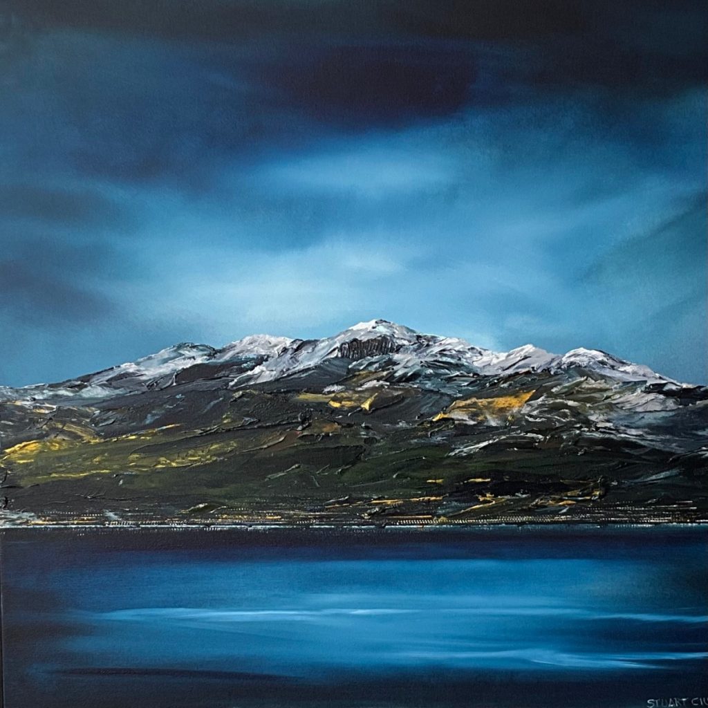 'Snow on Mount Wellington' - painting 96 cm square - frame 100 cm square
