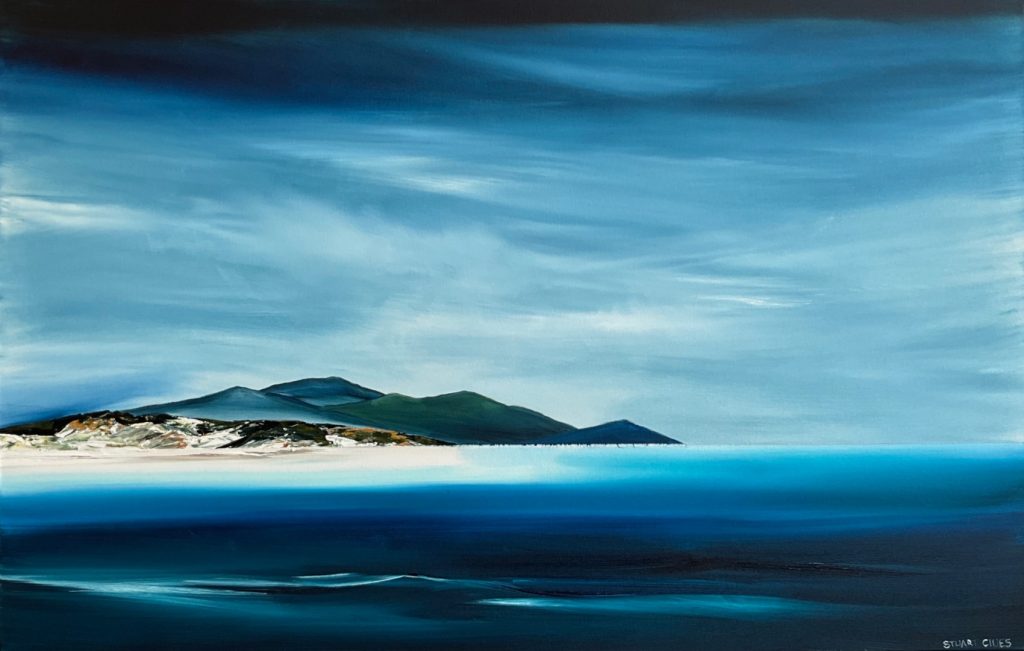 'Friendly Beaches' - acrylic on canvas - painting 100 cm H x 150 cm W - frame 104 cm H x 154 cm W