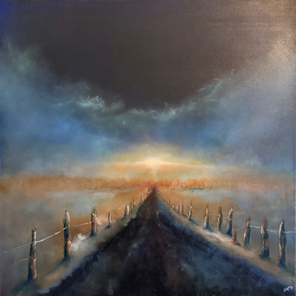 'Country Road' - RED DOT 🔴 - oil on canvas - painting 76 cm square - frame 80 cm square