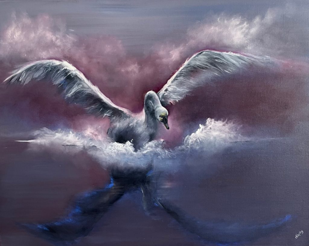 'Power and Grace' - oil on linen - painting 71 cm H x 91 cm W - frame 74 cm H x 95 cm W