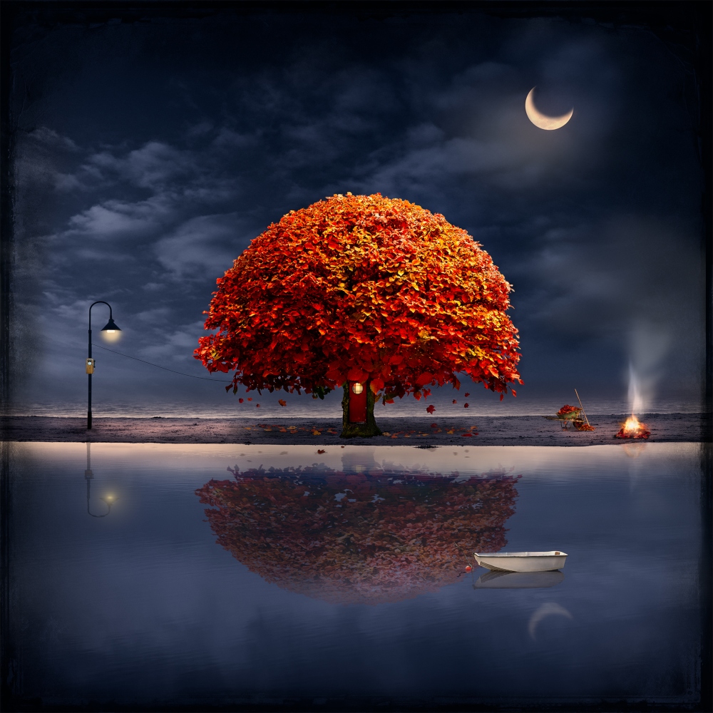 'Red Velvet' - photomontage - image 54 cm square - frame 80 cm square